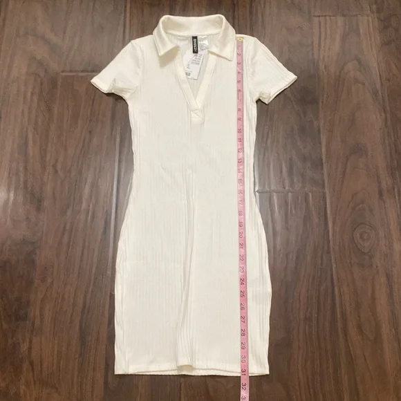 H&M Divided ribbed white collar sheath dress - Picture 4 of 5